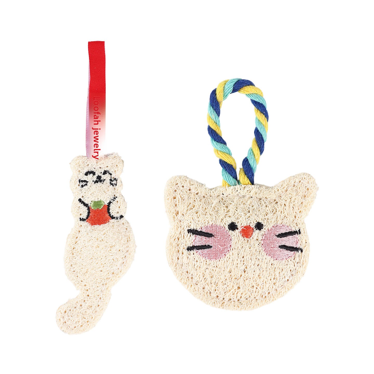 Cross-border Cat Toy Pendant Loofah Sponge Cute Teething Dental-cleaning Chew Stick Durable Bite-resistant Odor-free Interactive