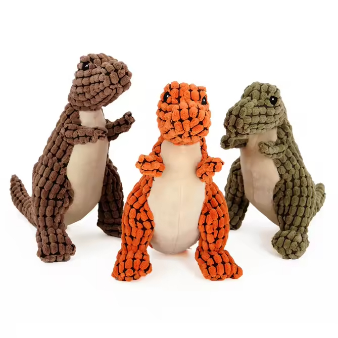 Plush Dinosaur Dog Toy Super Soft Plush PP Cotton Stress Relief Squeaky Sound for Pet Teething and Playtime Wholesale Available