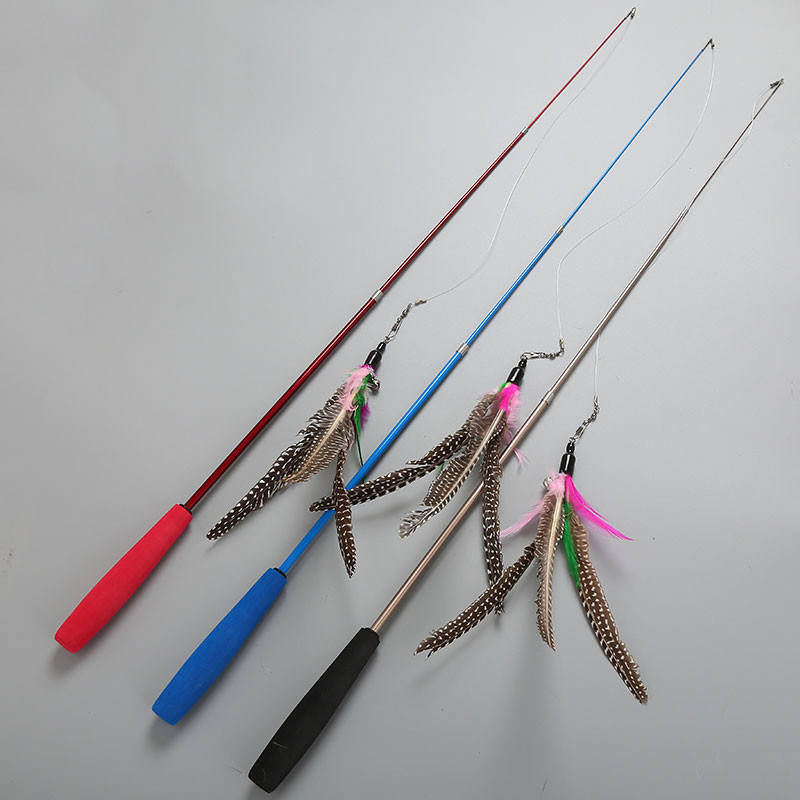 Retractablet Wand Teaser with Feather Cat Toy