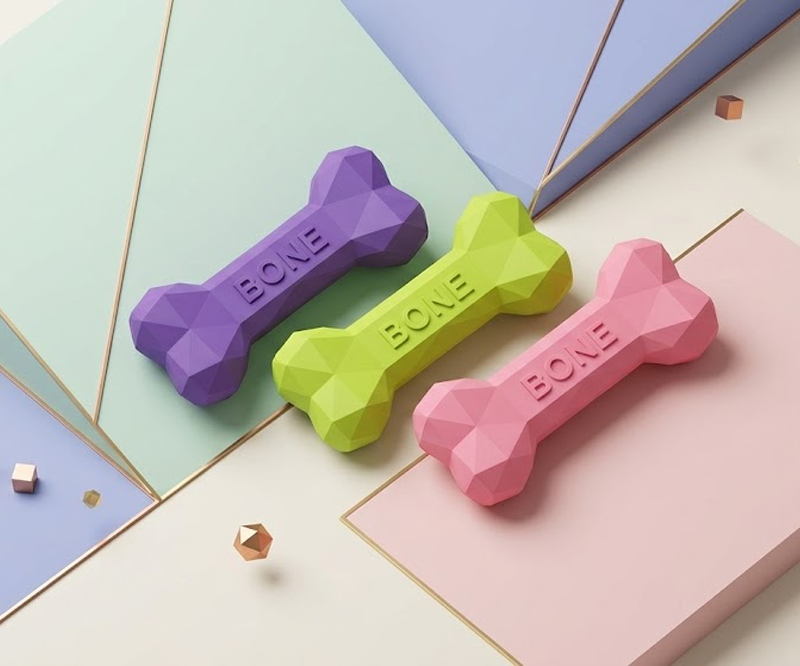 SHIYUAN Diamond Shape Dog Chew Toy, Rubber Treat Dispensing Bone Toy for Small Medium Large Dogs Dog Enrichment Chew Toy