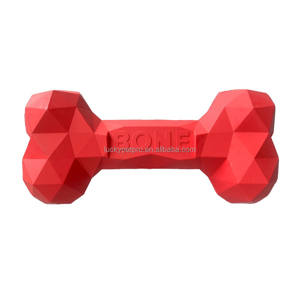 Diamond Bone Treat Food Stuff Dispensing Natural Rubber Dog Treat Bone Dog Toy