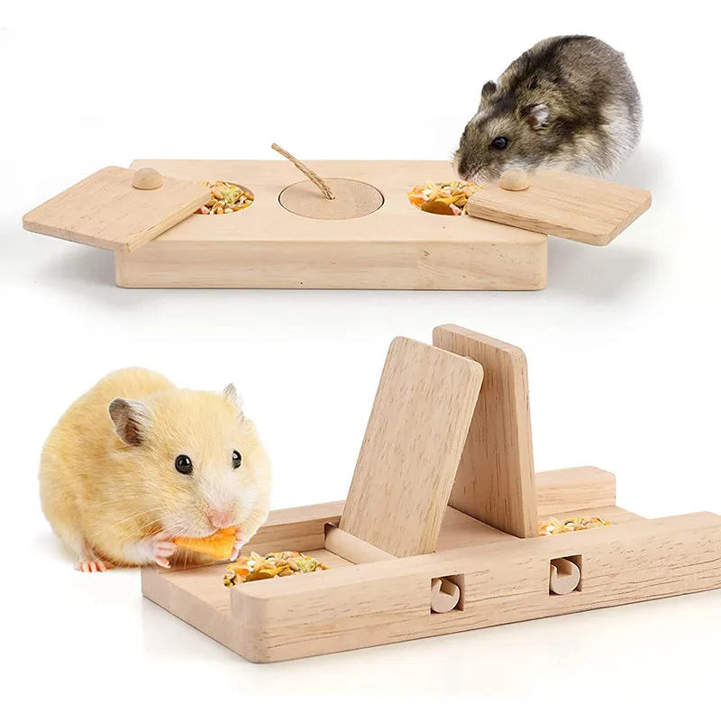 Wooden Rodent Small Pet Interactive Hide Puzzle Toy Image 4