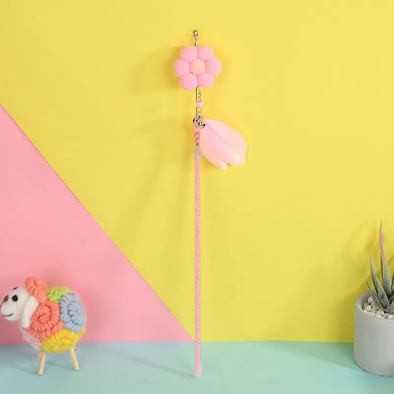 Cat Feather Toys Interactive Cats-Cat Powerful Suction Cup Handheld Teaser Wand Toy