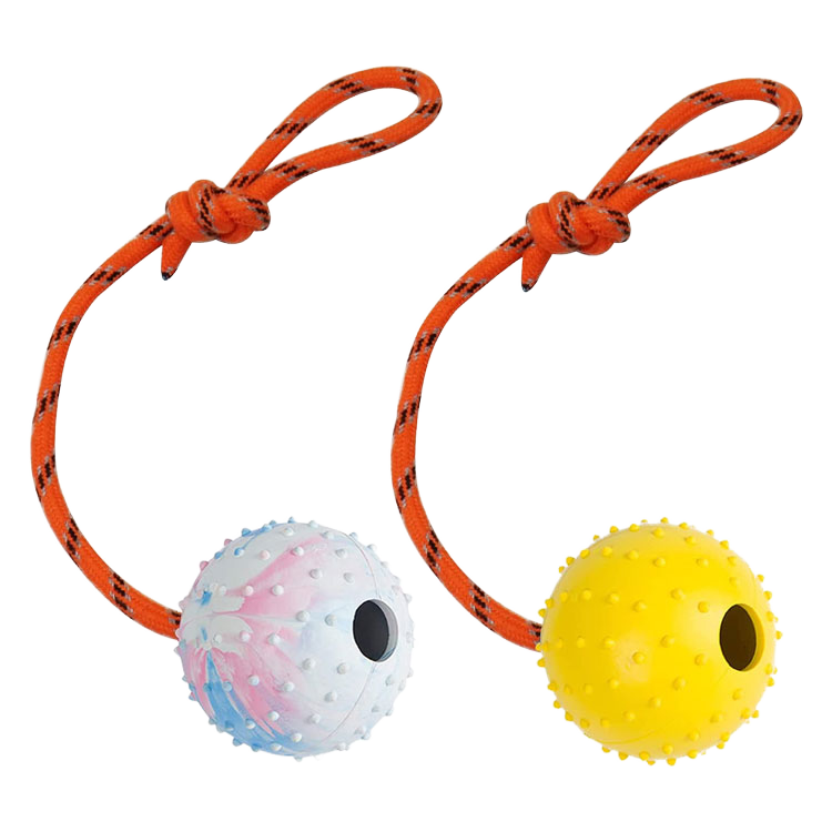 Interactive Rubber Dog Training Ball on Rope Launcher Simple Sport Style Chew Ball Toy for Reward and Play