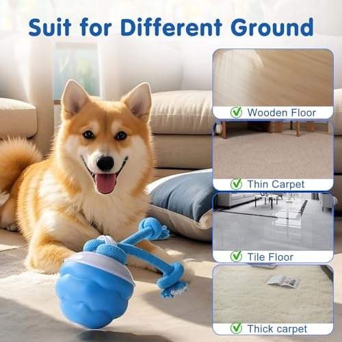 Smart Interactive Dog Toy Ball Rechargeable Motion Activated Pet Toy with Sound and LED Lights