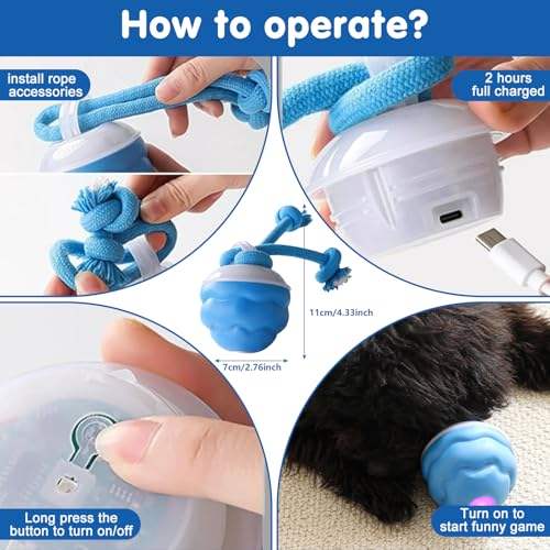Smart Interactive Dog Toy Ball Rechargeable Motion Activated Pet Toy with Sound and LED Lights