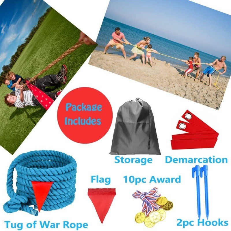 Tug of War Rope Set Outdoor Backyard Party Game for Family Kindergarten Parent Child Gathering Field Activity Supplies