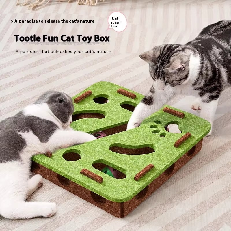 2026 New Cat Toys Interactive Toy Ball Maze Puzzle Game Box Felt Material Interesting Pet Cat Toys 3 Colors