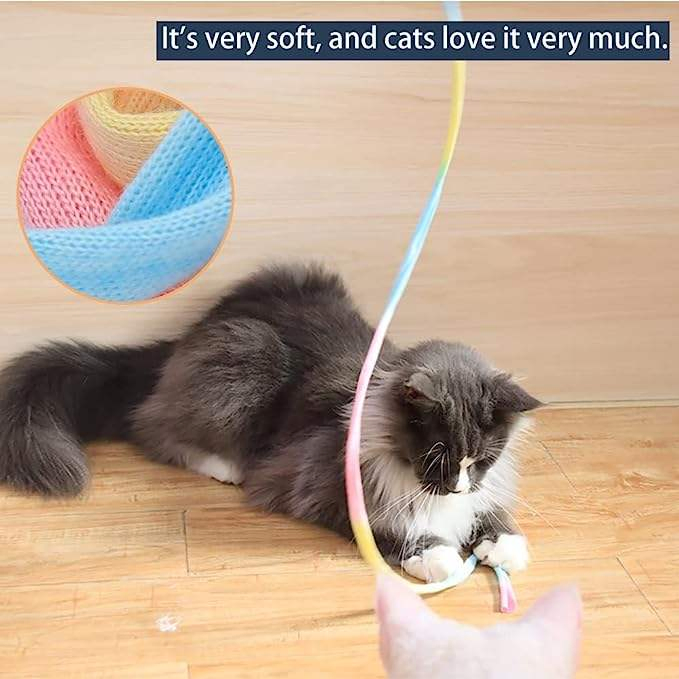 Cat Training Interactive Rainbow Wand Toys Pet Teaser Stick Cat Teaser Wand