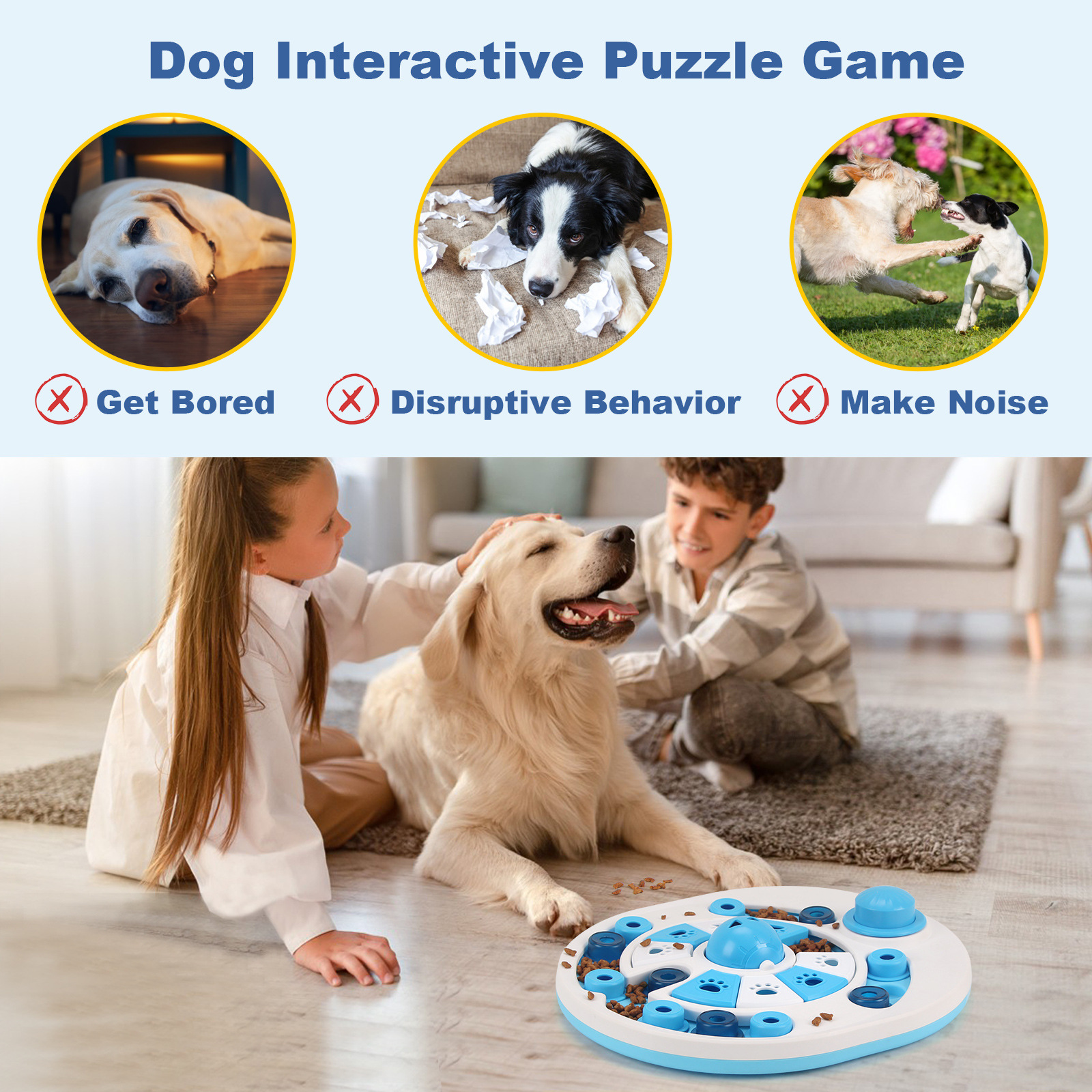 Solid Pattern Eco-Friendly Plastic Dog Puzzle Feeder Toy Pet Slow Feeder Bowl For Dispensing Food For Dogs And Cats