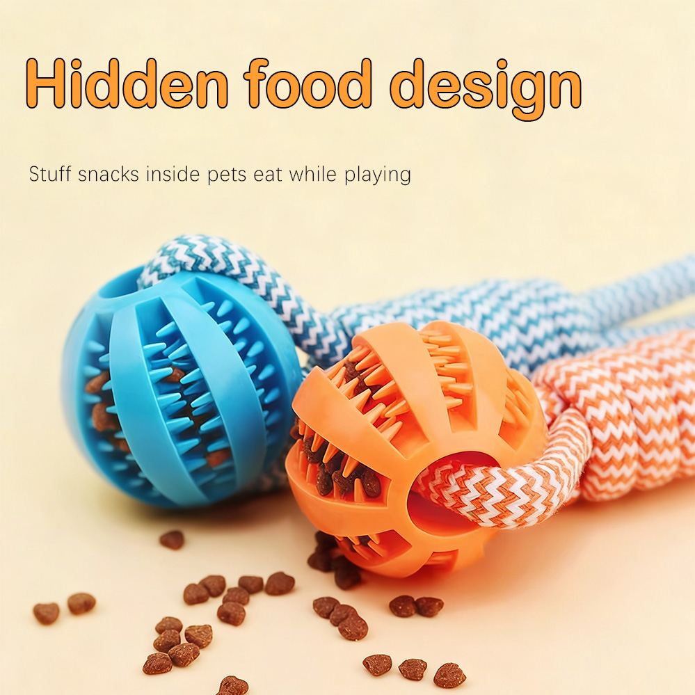 New Arrival 2 Size TPR Dog Rope Knot Ball Feeder Leak Proof Food Dispenser Interactive Pet Chew Toy for Playing Teething