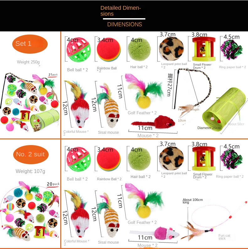 Wholesale Pet Supplies Multi Combination Interactive Toys cat Accessories Pet cat Toys