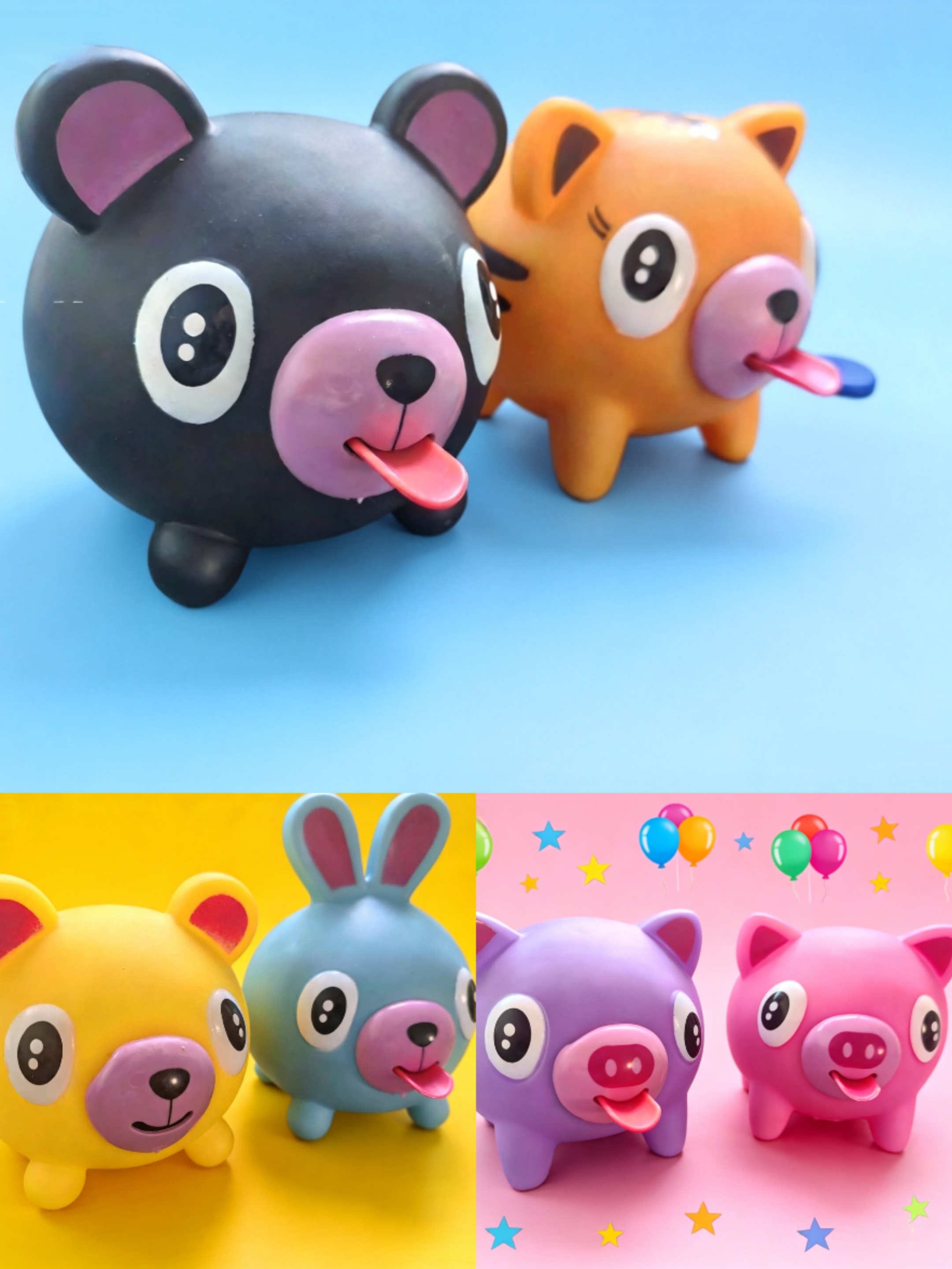 PVC Pig Decompression Tongue Squeaky Toy Squeeze-To-Play Musical Funny Toy with Loud Sound for Ages 5-7 Celebrations