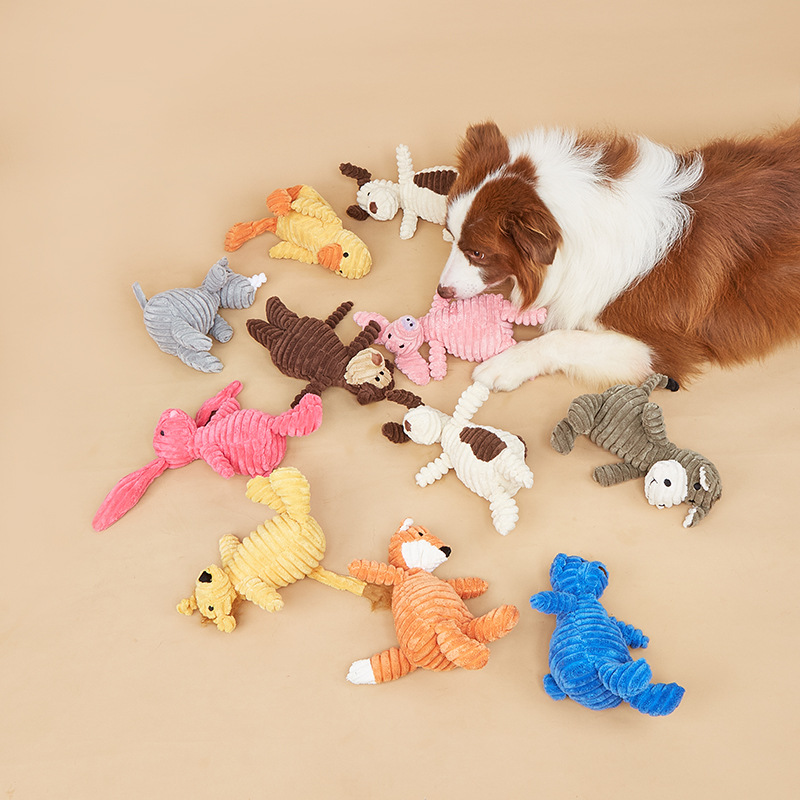 Wholesale Small MOQ Corduroy Pet Chew Toys Animal Shaped Dog Training Interactive Toys With Sound