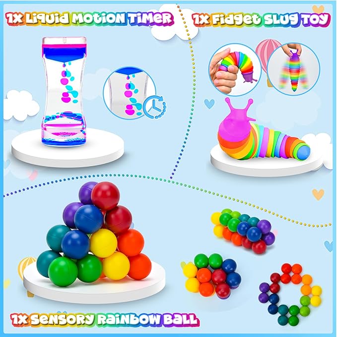 Bulk Classroom Sensory Fidget Toys-Calm Engagement Quiet Focus Training Gift Kit Treasure Prize Box Ages 8-14 Plastic Durable
