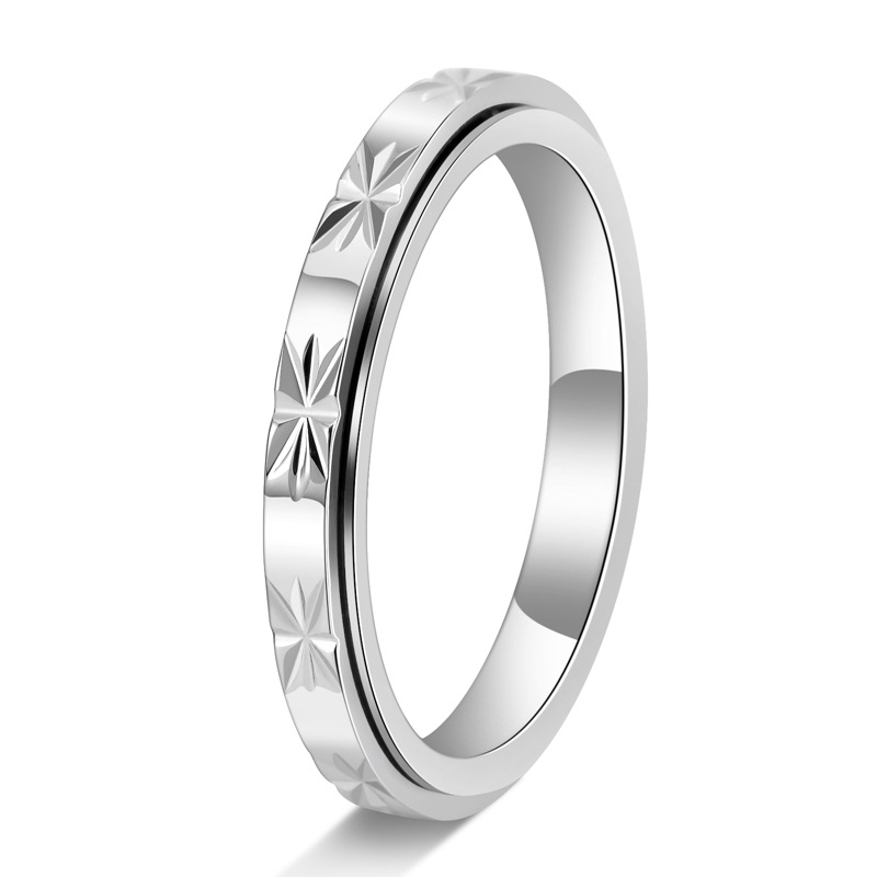 New Wholesale Stainless Steel Rotatable Fidget Ring Hypoallergenic Waterproof Non Tarnish Anxiety Relief Band Minimalist Gift