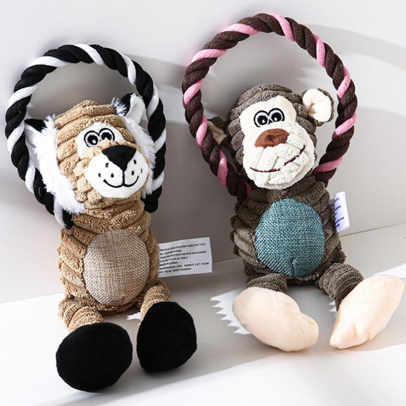 Factory Dog Puppy Toys Pet Supplies Chew Plush Rope Tough Toy Animal Shape Squeak Cleaning for Small Medium Dogs Accessories