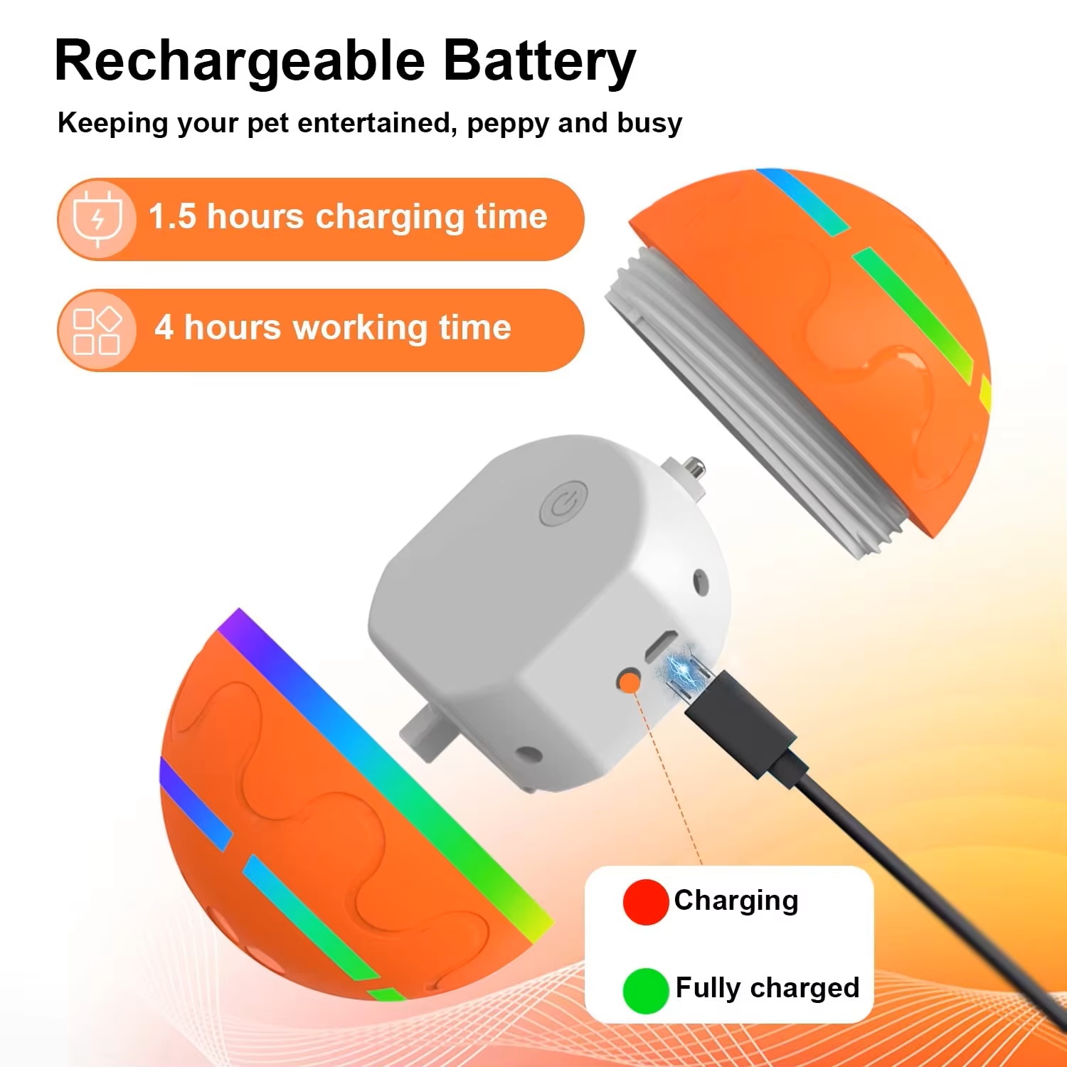 Interactive USB Charging LED Light Auto Electric Moving Remote Control Smart Cat Silicone Sport Rolling Ball Electronic