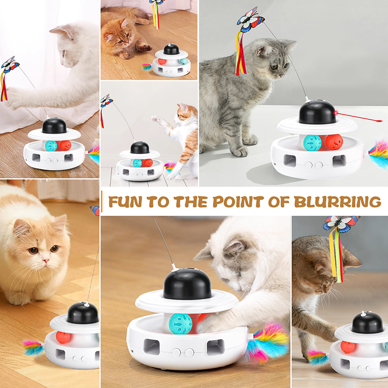 Custom Eco-Friendly Multi Function 5-in-1 Interactive Cat Toy for Indoor Play with Laser and Feather