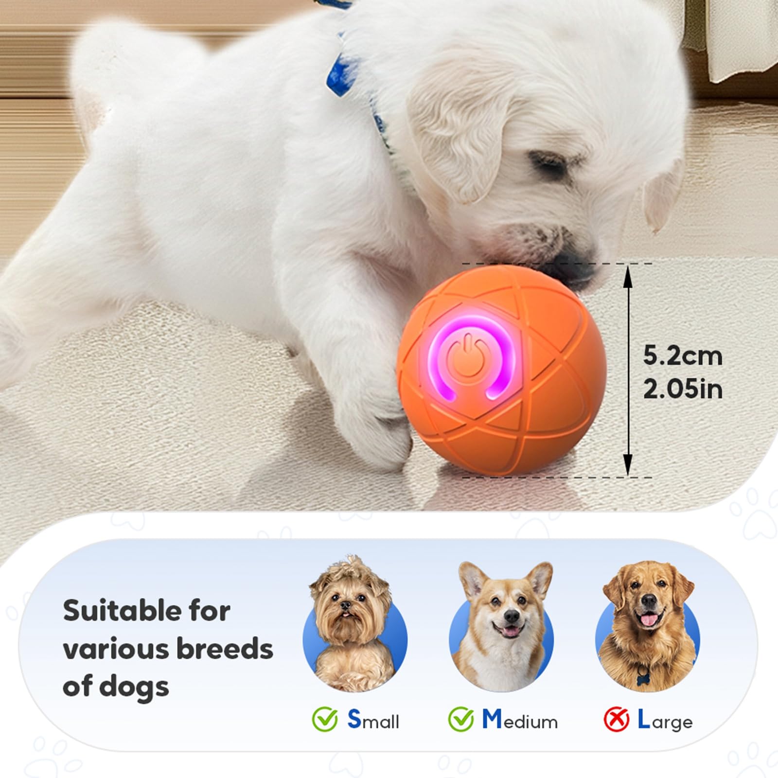 Interactive Dog Ball Toy Unpredictable Bounce Motion Pet Toy For Boredom Anxiety Training Safe For Small Large Dogs