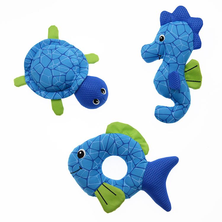 Famipet Manufacturer Custom New Cute Ocean Animals Design Soft Stuffed Pet Squeak Toy Plush Dog Squeaky Toy