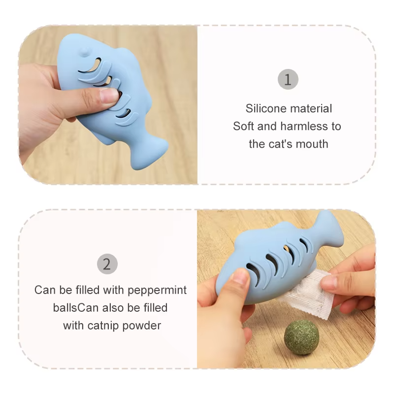 2026 New Arrivals Silicone Fish Toy Cats Dogs Pet Supplies Snacks Mint Toys Rubber Happy Bite Cat Stick