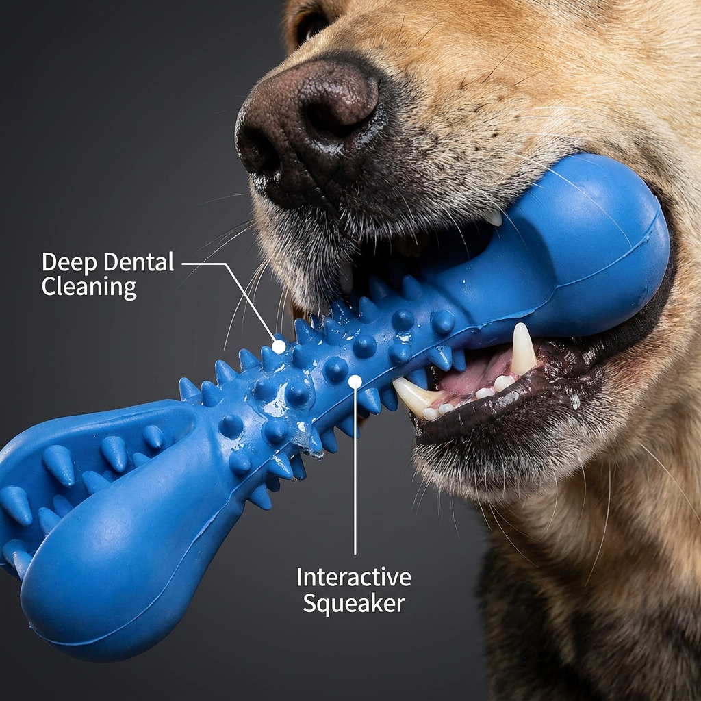 Custom Eco-Friendly Rubber Heavy Duty Dog Chew Bone Shape Durable Spiky Dental Cleaning Toy for Aggressive Chewers