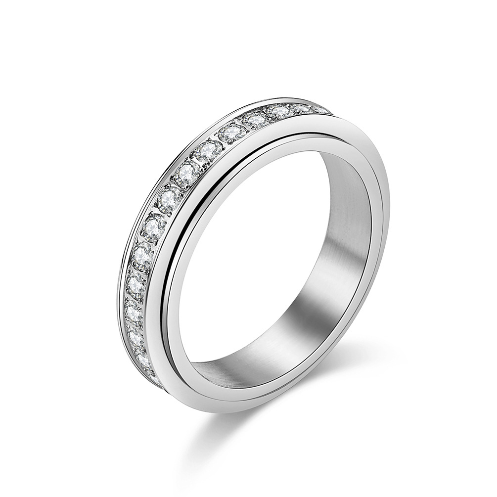 Wholesale Stock Stainless Steel Smooth Spin Spinner Ring Anxiety Fidget Stress Relief Band Daily Wear Gift For Female