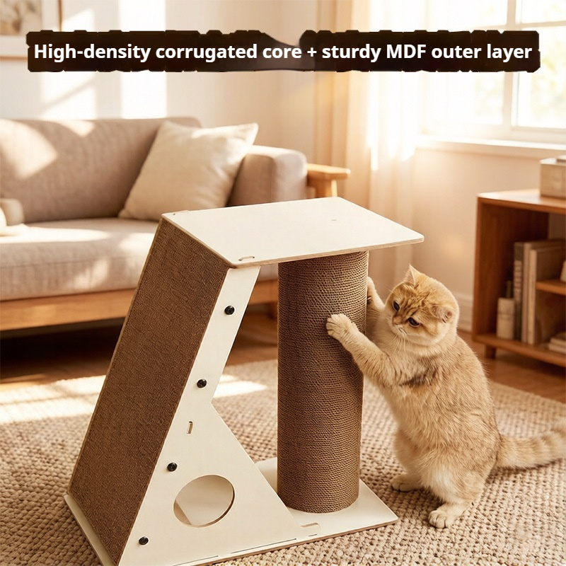 OEM Wholesale L-shaped Cat Scratcher Upright Cat Bed All-in-One Large Corrugated Cardboard Cat Claw Board Cat Scratcher