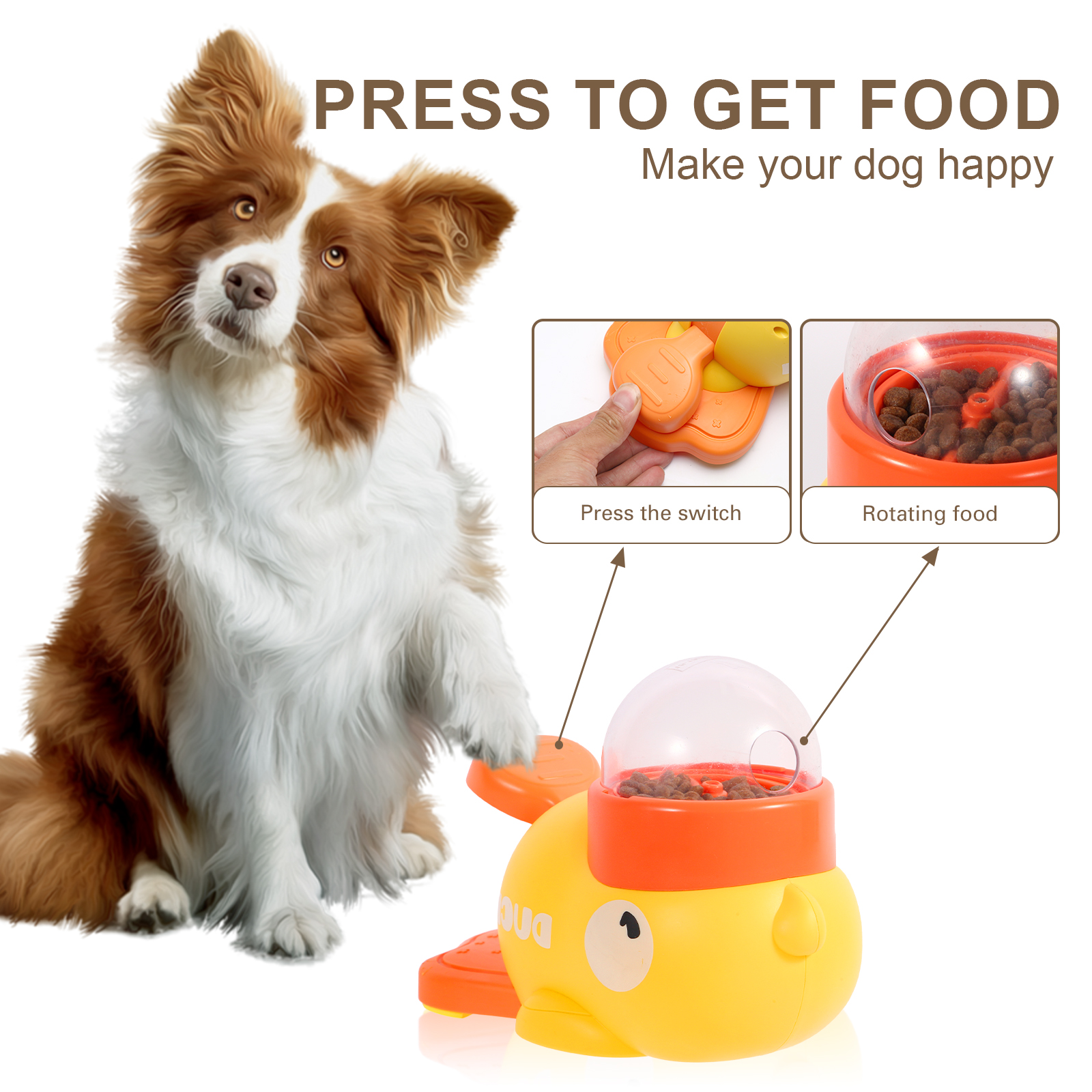 Fast Delivery Interactive Dog Educational FeedingToy Pet Treat Toy Dispenser Duck Slow Feeder Toy for Pet IQ Training Mental Fun