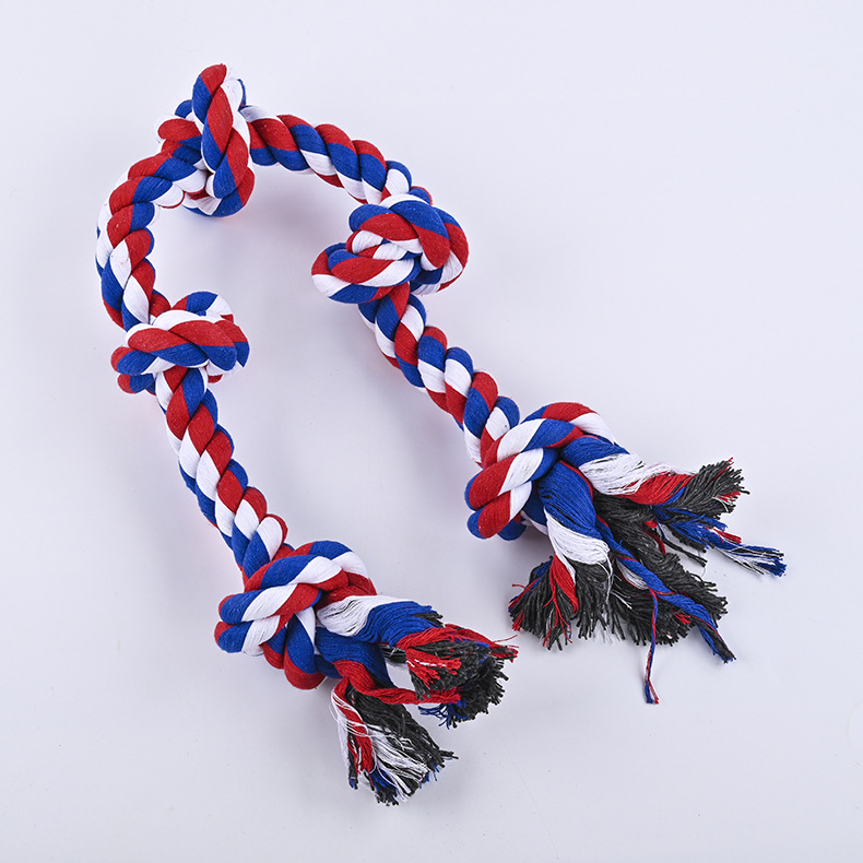 Red Blue Heavy Duty Dog Tug of War Dog Toy with 5 Knot Rope Interactive Toys for Aggressive Chewers