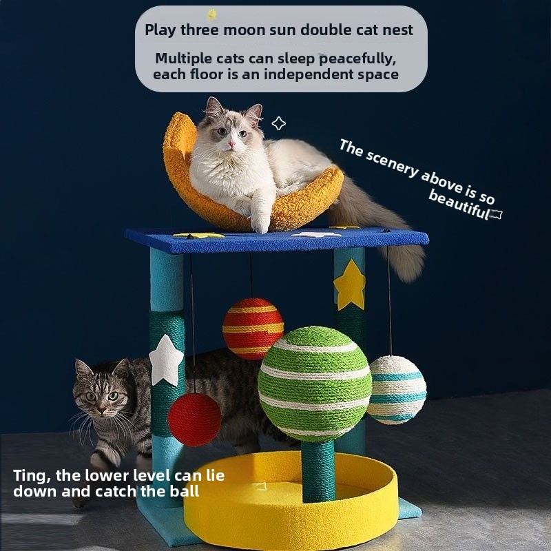 Cat Tree Pet Toy Scratch-Resistant Sisal Self-Amusement Cute Style Wear-Resistant Space Capsule Cat Bed Cat Scratching Post Pet