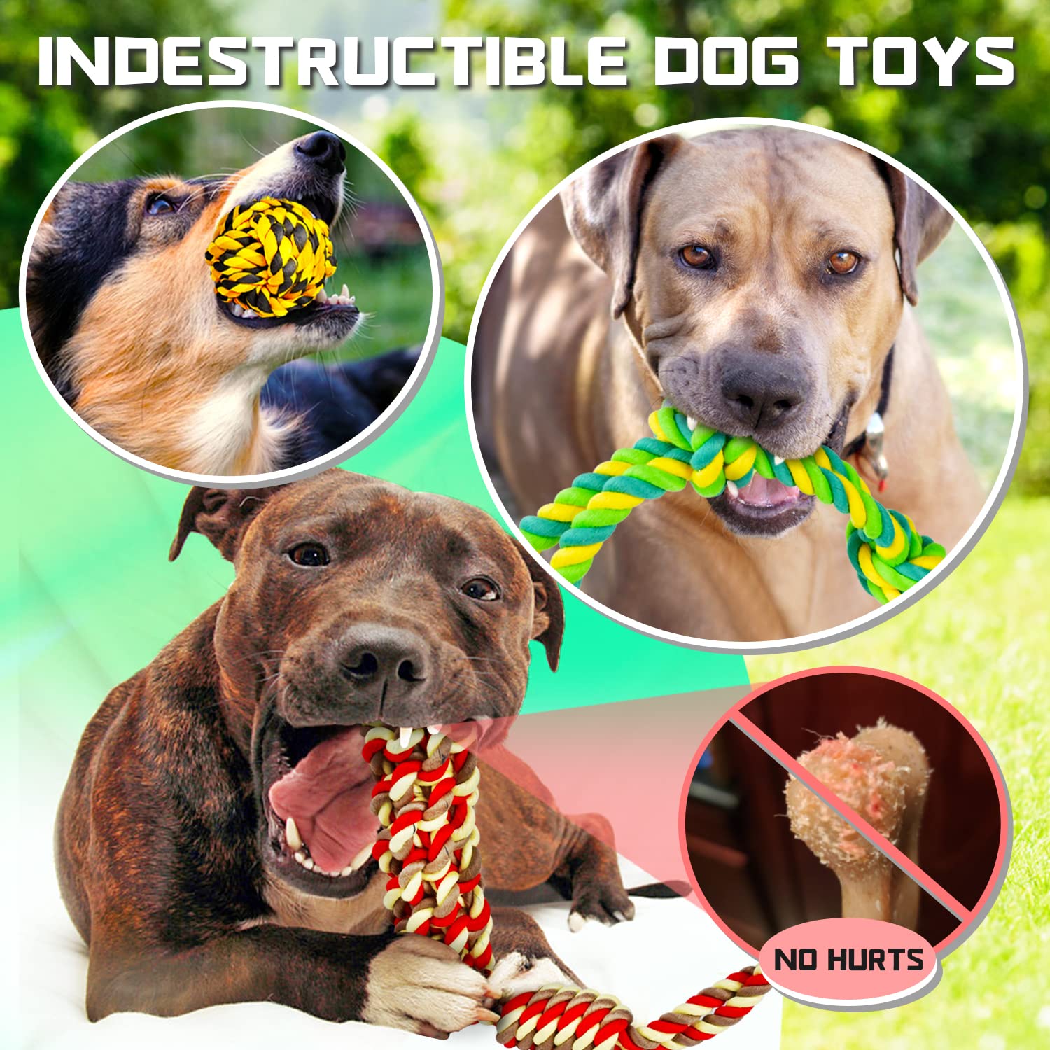 Cotton Rope Knot Ball Dog Toy Durable Interactive Tug Chew Toy Teeth Cleaning Pet Supplies for Puppy