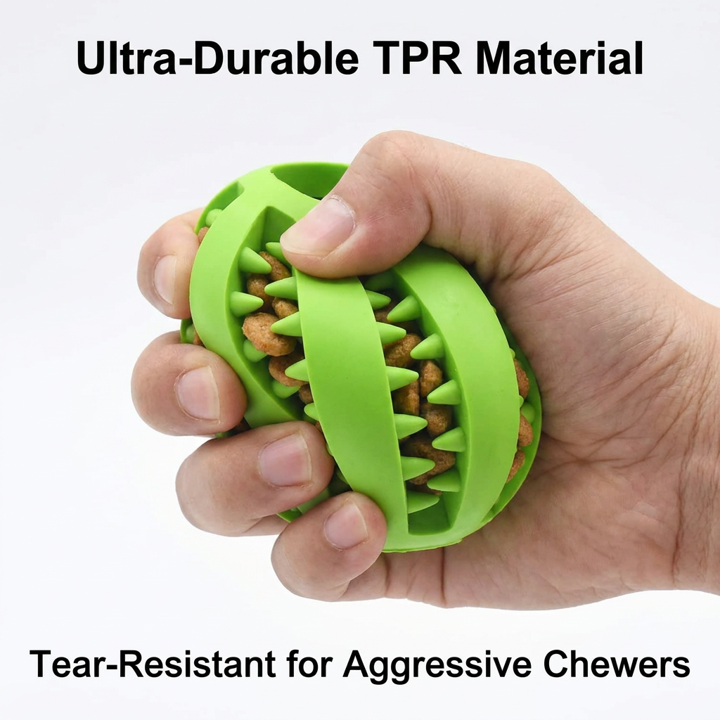 Interactive Rolling Dog Ball Slow Feeder Treat Dispensing Toy Durable Rubber Pet Chew Toys For Daily Play