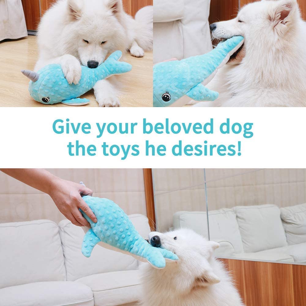 Dog Toys Squeaky Puppy Plush Animal Interactive Chew Toys with Folds and Squeaks Cute Soft Stuffed Animal Toys Suitable for Dog
