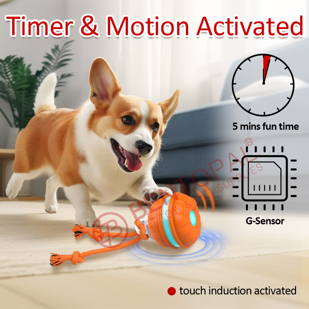 Peppy Pet Ball for Dogs - Interactive Motion Activated Rolling Ball for Puppies/Small Dogs