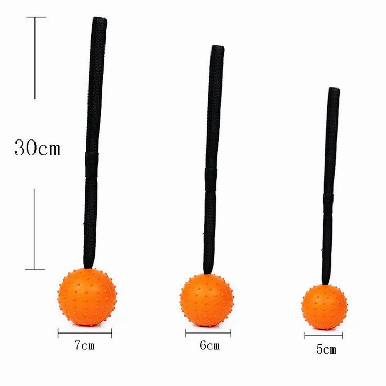 2024 Bite-resistant Interactive Toy Pet Reward Fetch Play K9 Training Tug of War Rubber Prickly Ball With Rope