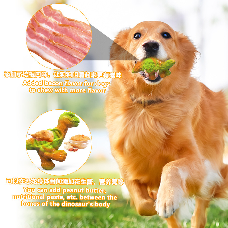 Wholesale Dental Care Durable Dinosaur Shaped Eco-friendly Interactive Squeak Clean Teeth Grinding Relief Pet Toys for Chewers