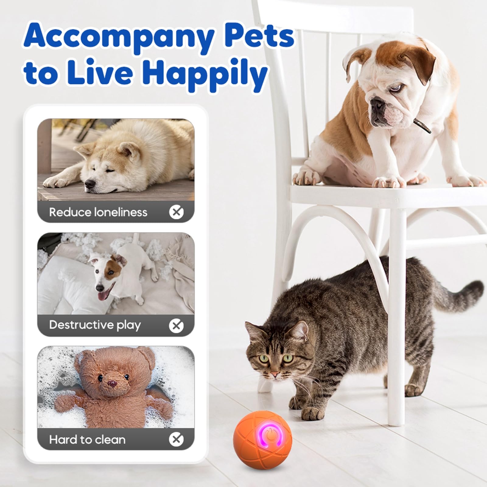 Interactive Dog Ball Toy Unpredictable Bounce Motion Pet Toy For Boredom Anxiety Training Safe For Small Large Dogs