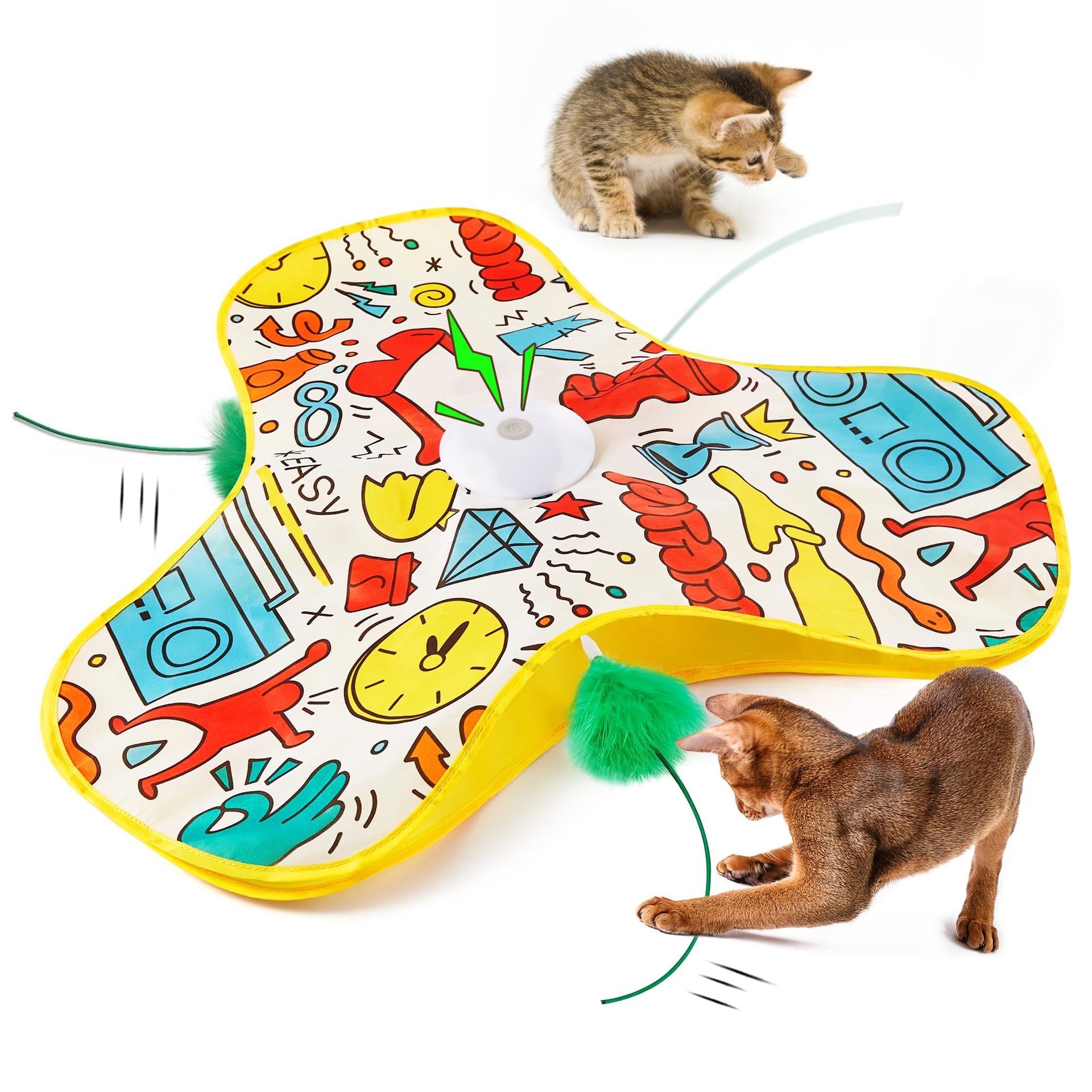 Low MOQ Interactive Motion Activated Moving Feather Chirping Cat Toy Rechargeable Cat Exercise Toys for Indoor Bored Adult Cats