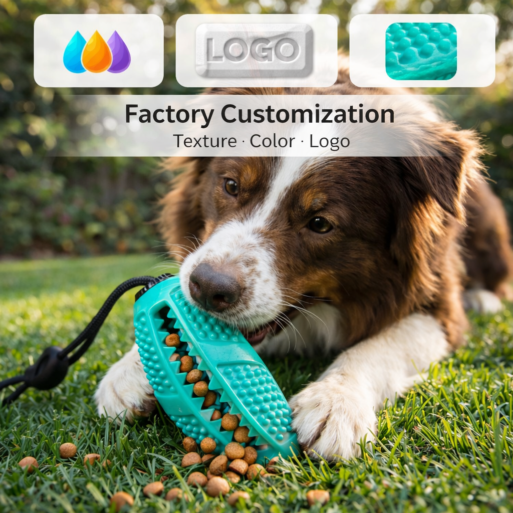 Factory Direct Custom TPR Rugby Dog Toy Durable Interactive Treat Dispensing Chew Toy with Rope OEM/ODM Pet Enrichment Supplies