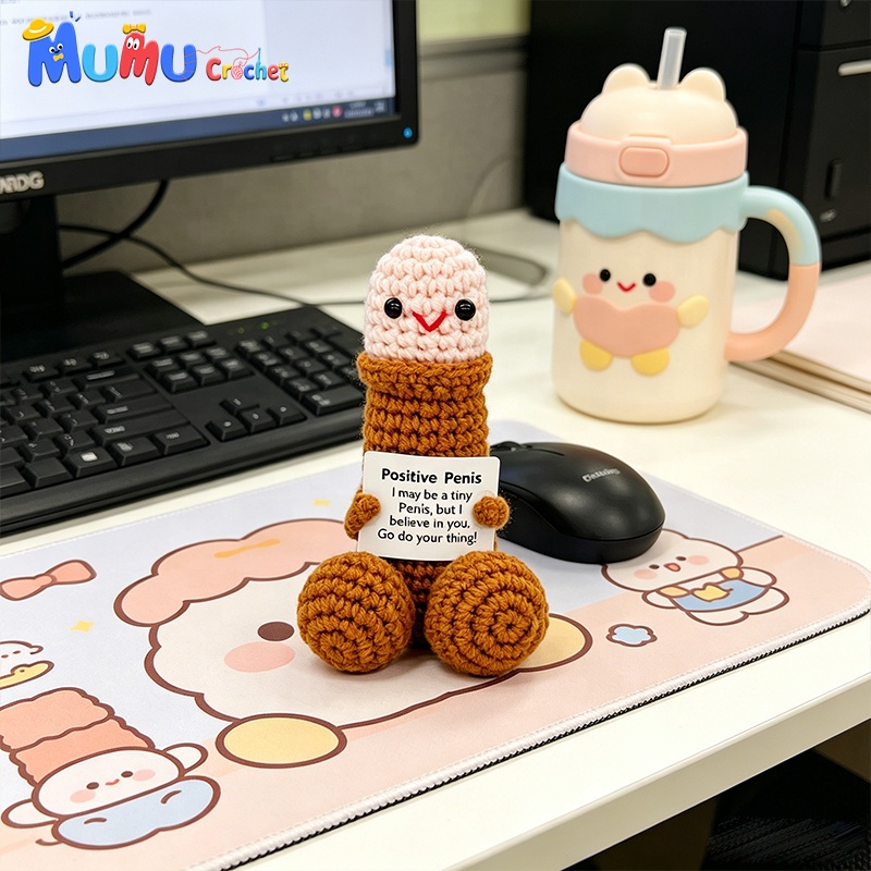 Emotional Support Funny Face Crochet Penis Doll Amigurumi Handmade For Stress Relief Gift Custom Wholesale