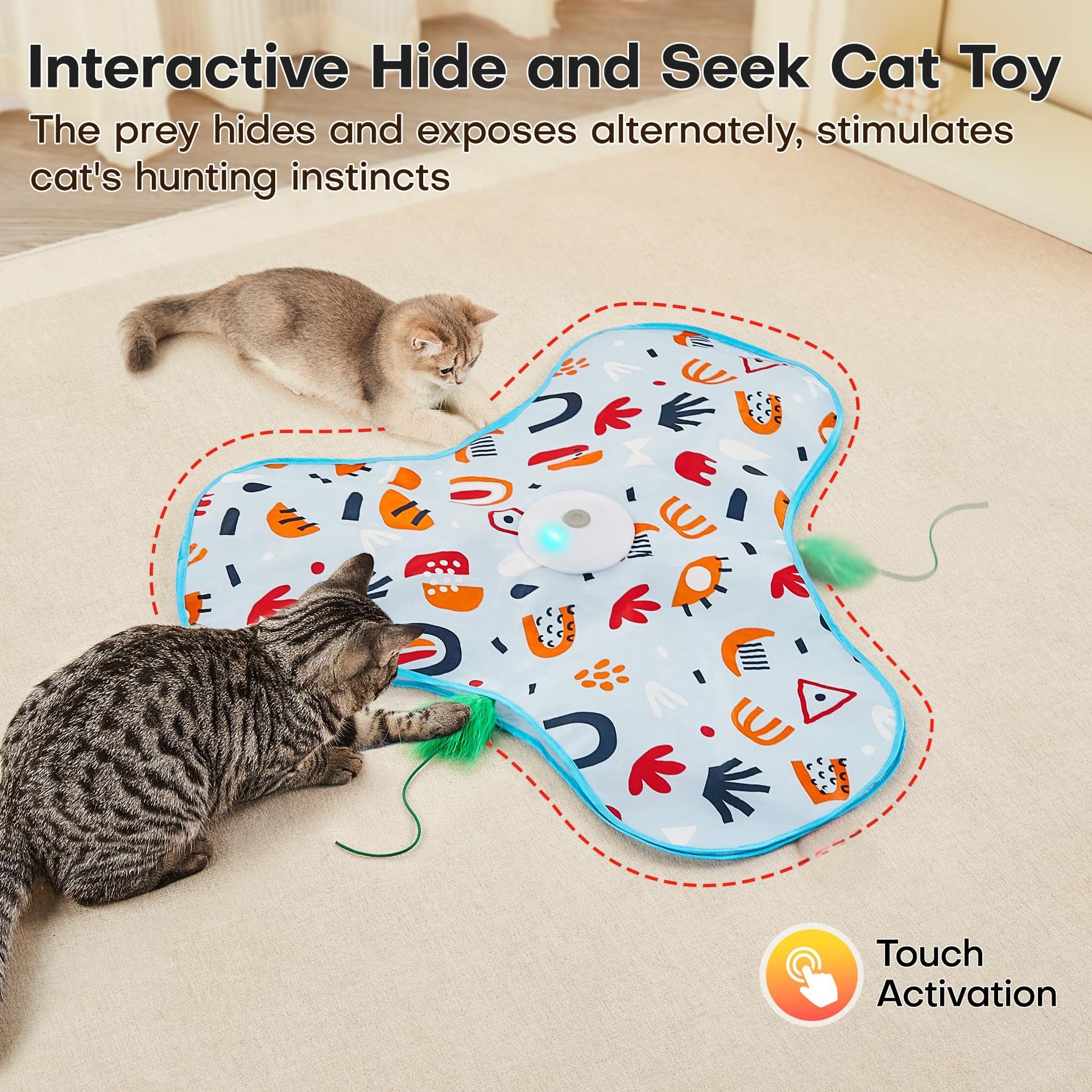 Low MOQ Interactive Motion Activated Moving Feather Chirping Cat Toy Rechargeable Cat Exercise Toys for Indoor Bored Adult Cats