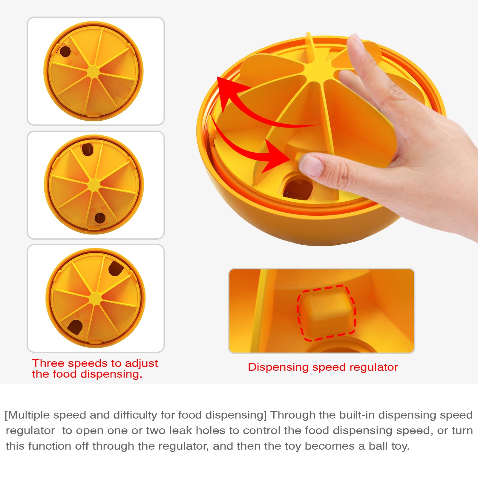 5.63 in IQ Pet Interactive Tear Resistant Rotatable Dog Toy Ball Sensory Stimulation Pet Tumbler Slow Food Interactive Dog Toys