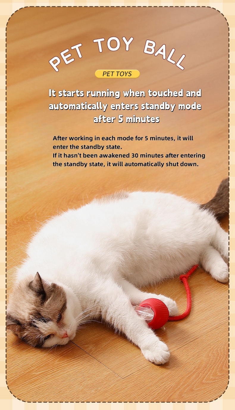 Hot Sales Pet Toy 360° Automatic Interactive Dog Smart Ball Toy With Rope Interactive Cat Toys USB Charger Rolling Ball for Cats
