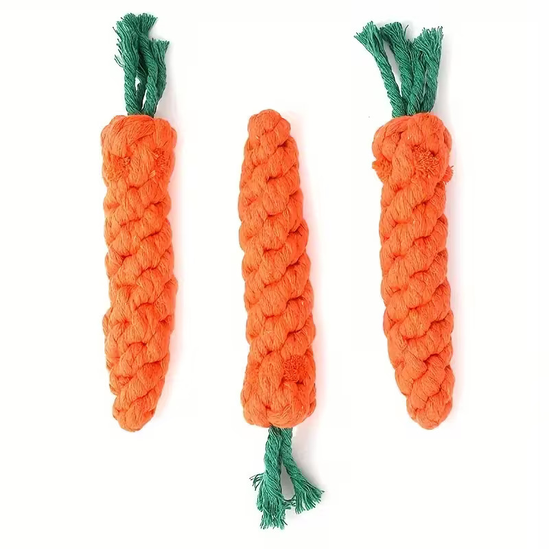 Playpal Interactive Dog Toy Durable Carrot Shaped With Tassel Tear Resistant Tug Of War Chew Toy Linen Material For Medium Dogs