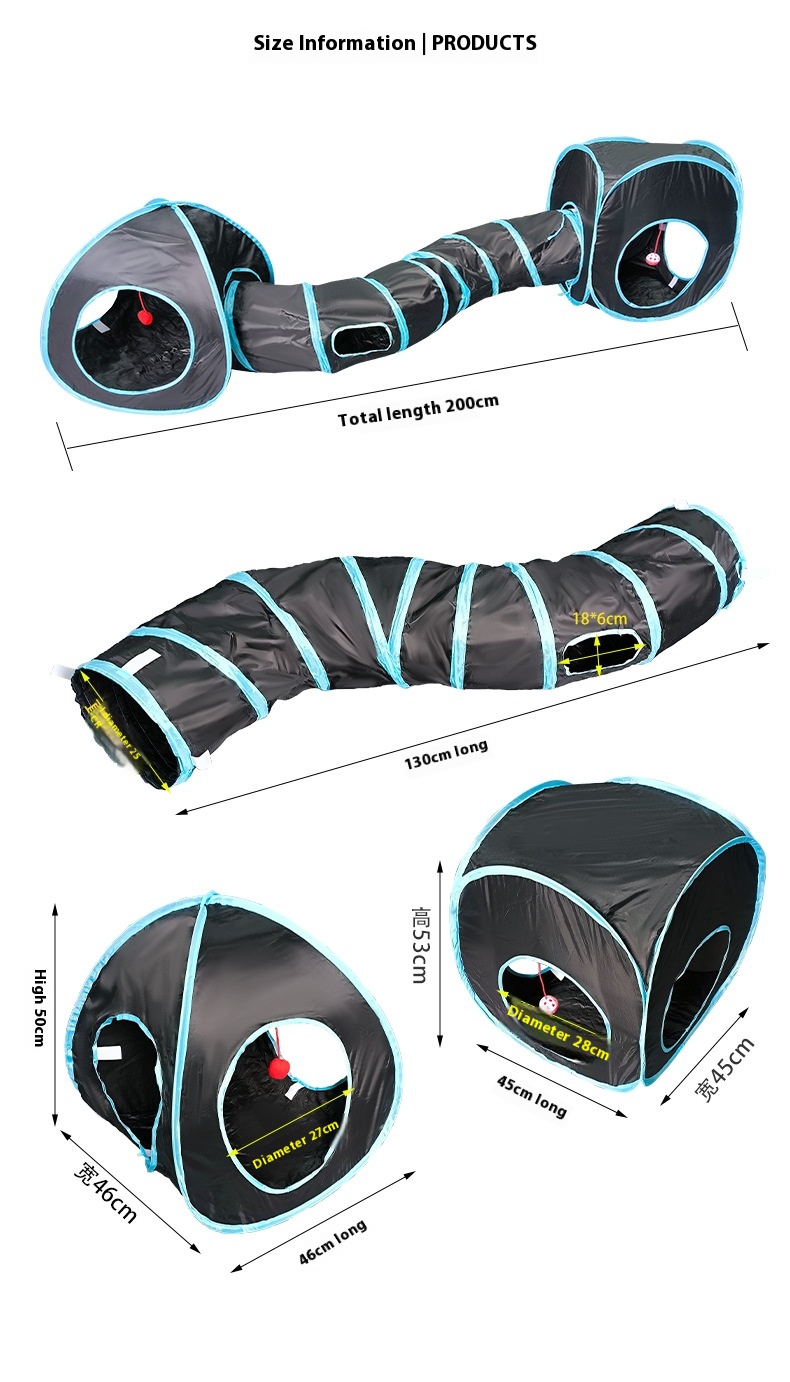 New Design Interactive Collapsible Fun Toys Multiple Play Cat Tunnel