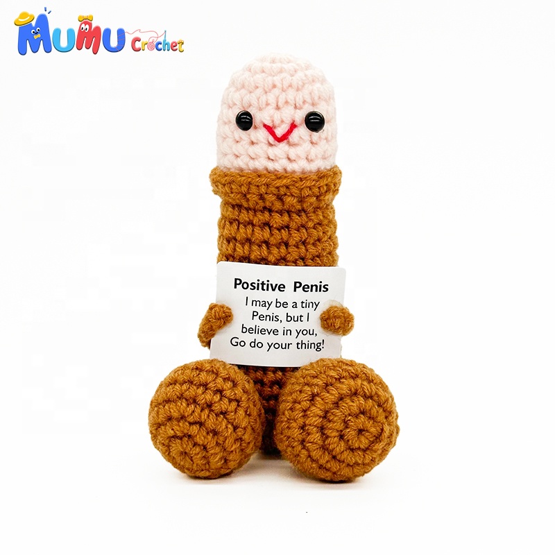 Emotional Support Funny Face Crochet Penis Doll Amigurumi Handmade For Stress Relief Gift Custom Wholesale