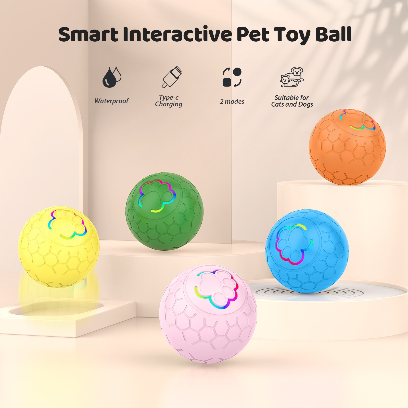 Playpal Interactive Pet Toy Ball Rechargeable Bite Resistant Automatic Smart Bouncing Ball Christmas Gift Automatic Bouncing