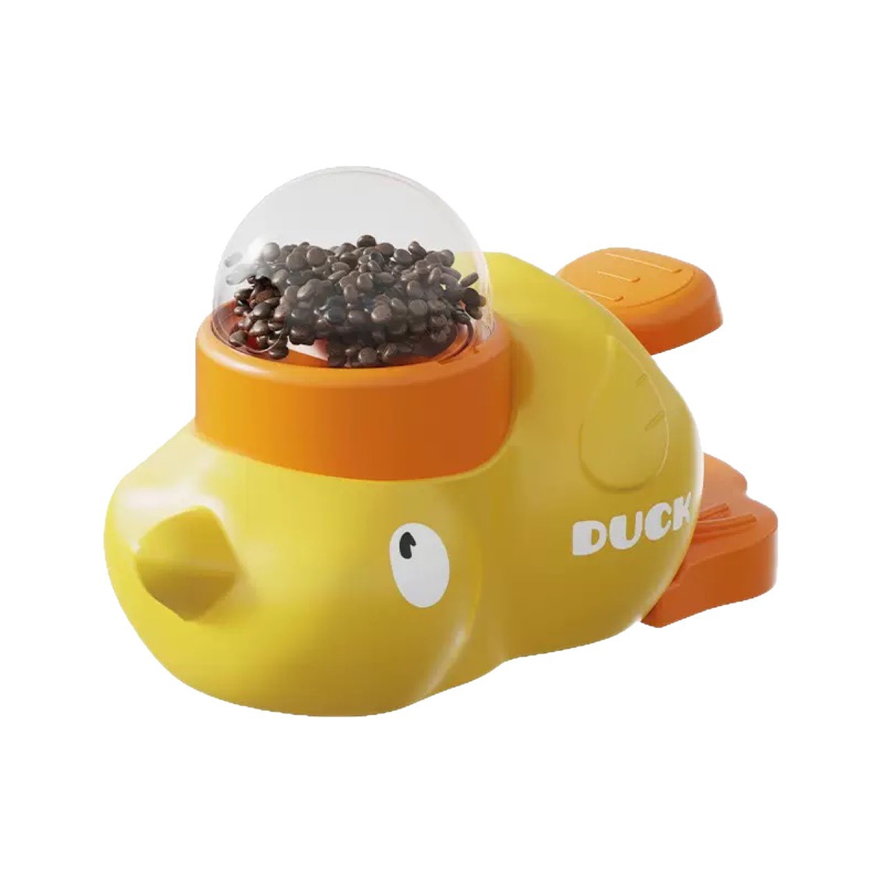 Cute Classic Yellow Duck Box Interactive Cat Treat Dispenser Toy Slow Feeder Puzzle Transparent Window Cats Dogs Anti-Choke Pet